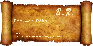 Beckman Réka névjegykártya