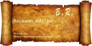 Beckman Réka névjegykártya